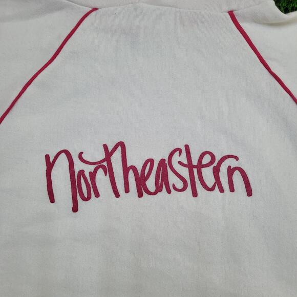 Vintage Northeastern Hoodie Womens Medium 20x21 White Pink - Picture 12 of 14